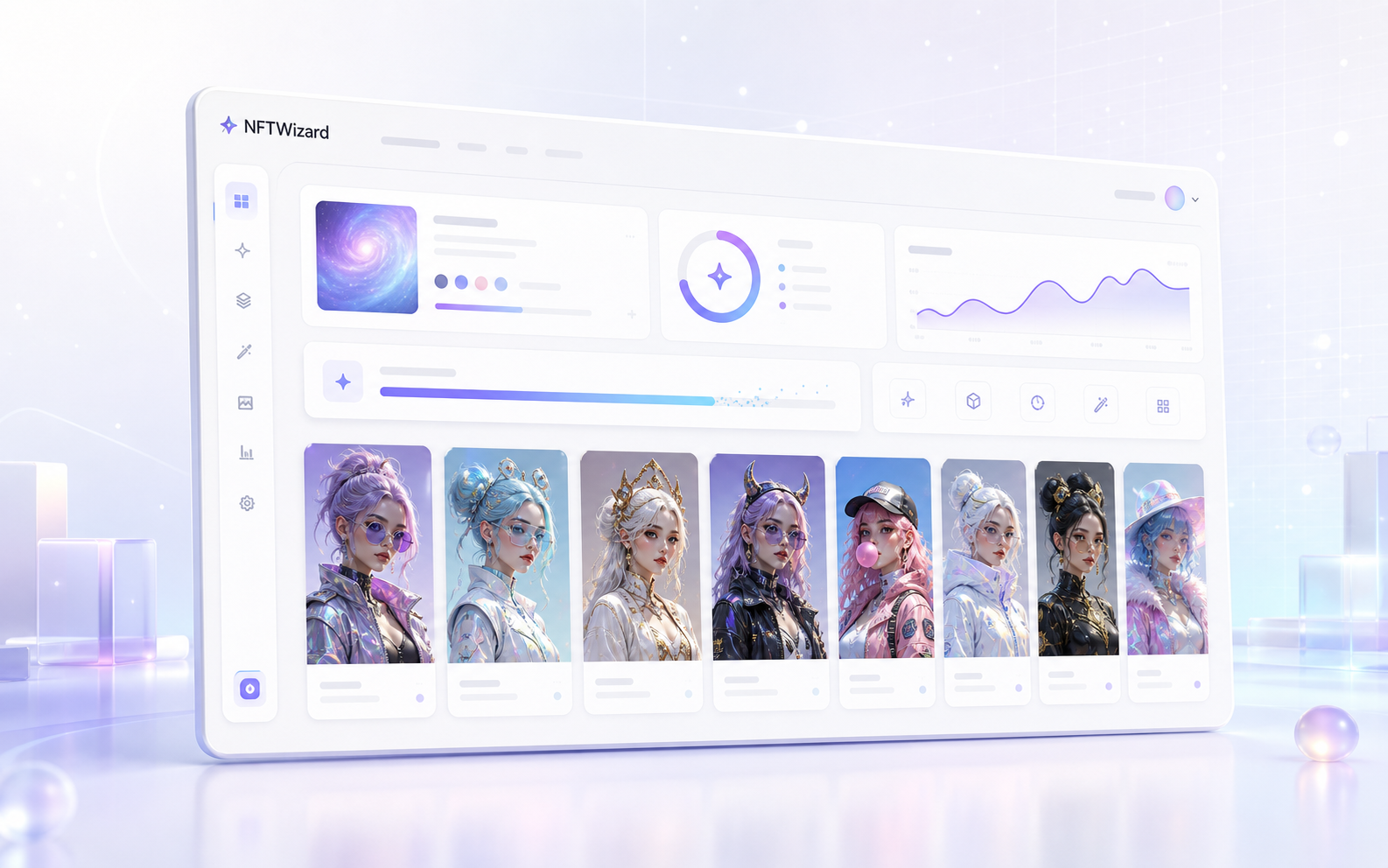 NFTWizard collection generator interface with generated artwork